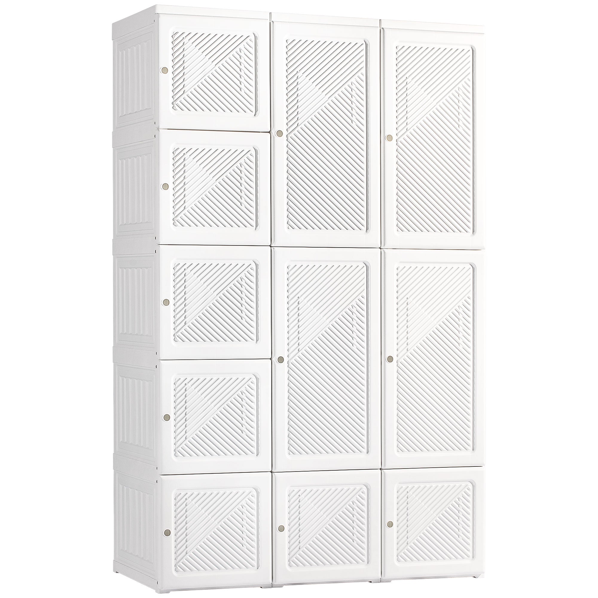 Armadio guardaroba portatile, organizer pieghevole per riporre i vestiti con 8 scomparti a cubo, 2 aste appendiabiti, 11 ante magnetiche, bianco