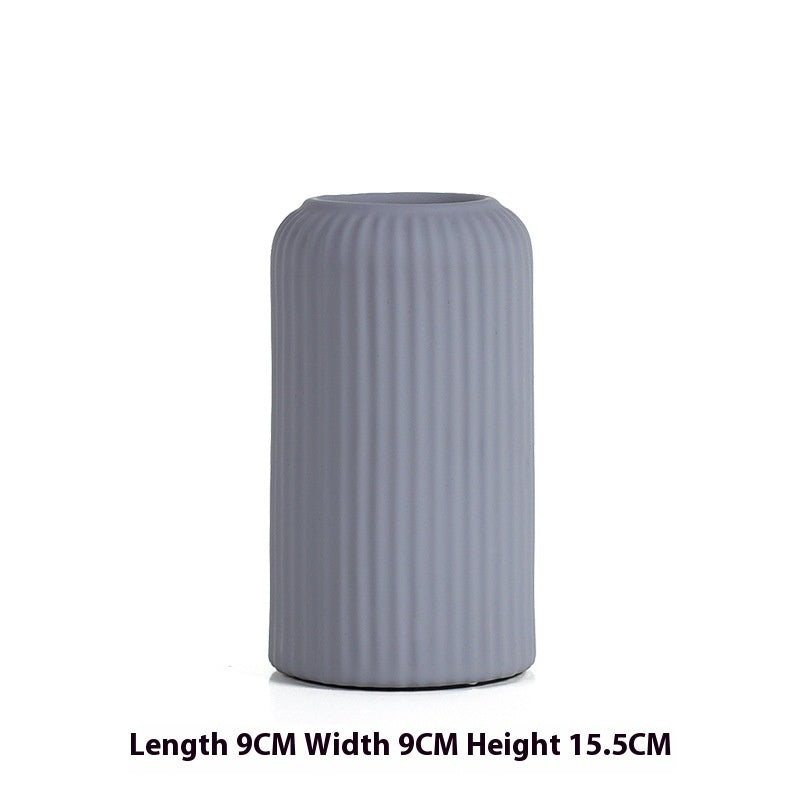 Modern Minimalist Ceramic Vase Morandi Wide Mouth Dry Desktop TV Cabinet Flower Arrangement Decoration