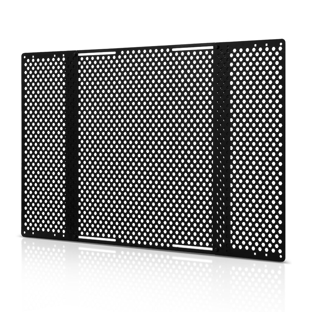 RV Screen Door Protector, Adjusts From 22 To 31.5 Inch, Adjustable Door Grille, Easy To Install, Reinforced Breathable Honeycomb Holes, Iron Camper RV Entry Protector For Pet Protection, Black