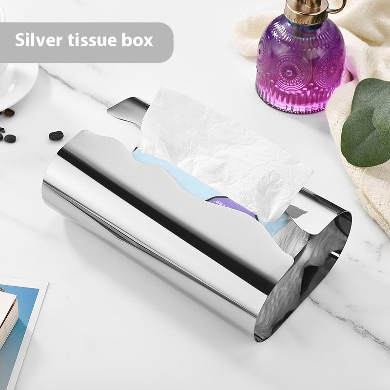 Stainless Steel Curved Creative Desktop Punch-free Paper Towel Storage Box