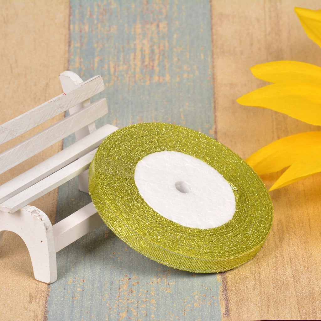 Bow Gold Silk Silver Polyester Ribbon