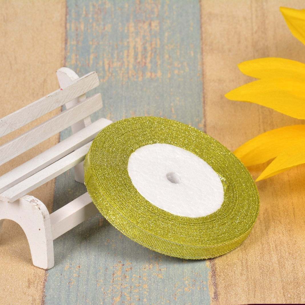 Bow Gold Silk Silver Polyester Ribbon