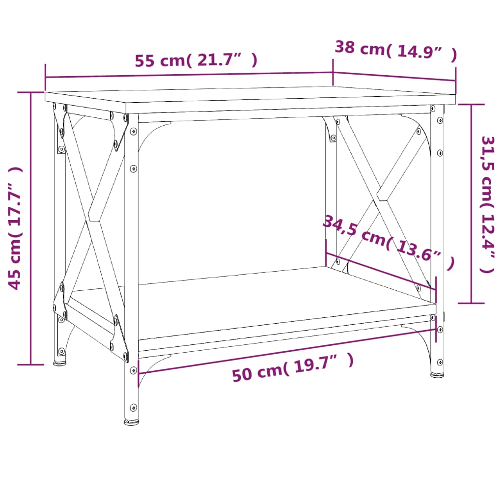 Tavolino laterale Sonoma Oak 55x Materiale a base di legno